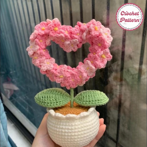 Heart Flower Pot Crochet Pattern