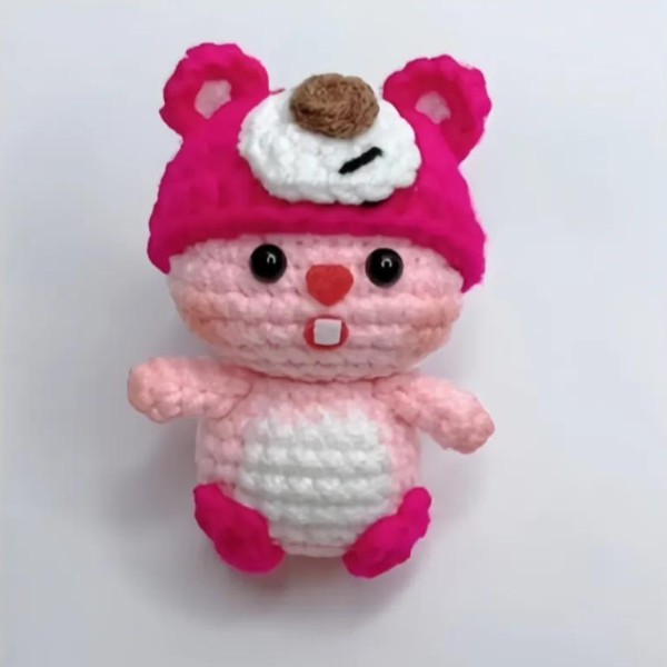 Pink Mouse Wearing Hat Crochet Pattern