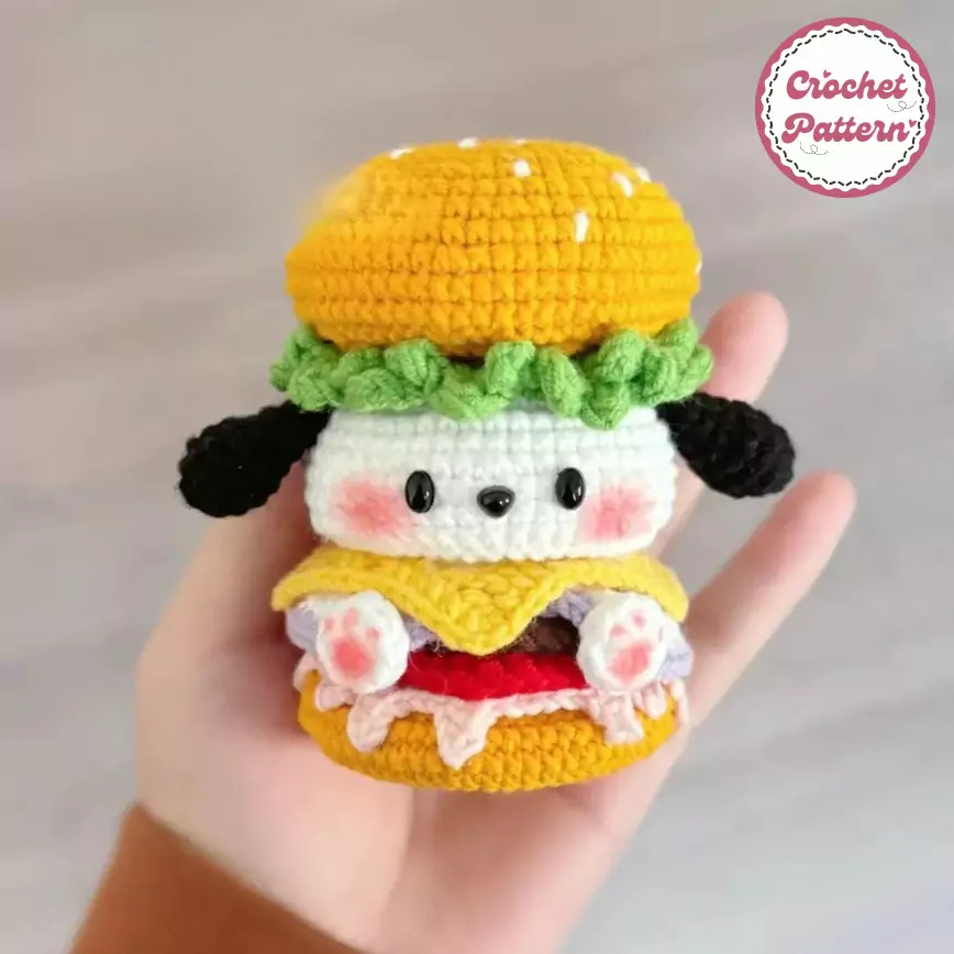 Pochacco Hamburger Keychain Crochet Pattern