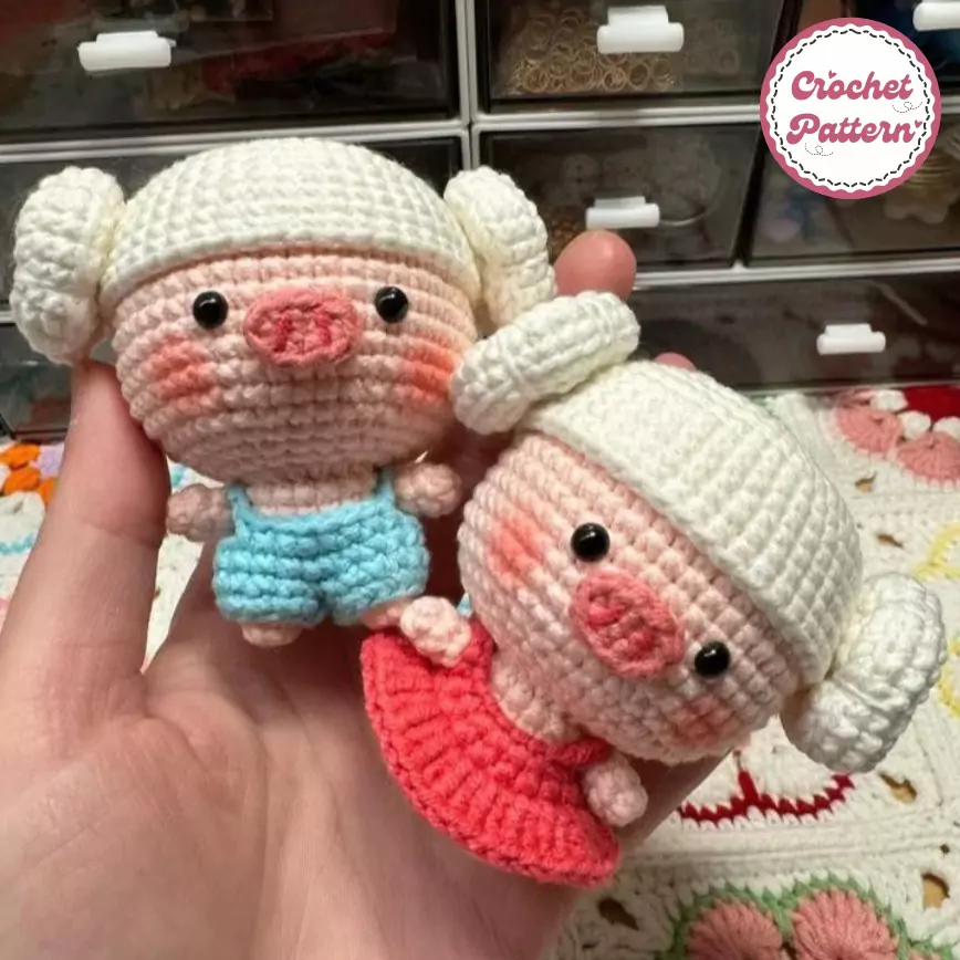 Swimming Pig Keychain Crochet Pattern