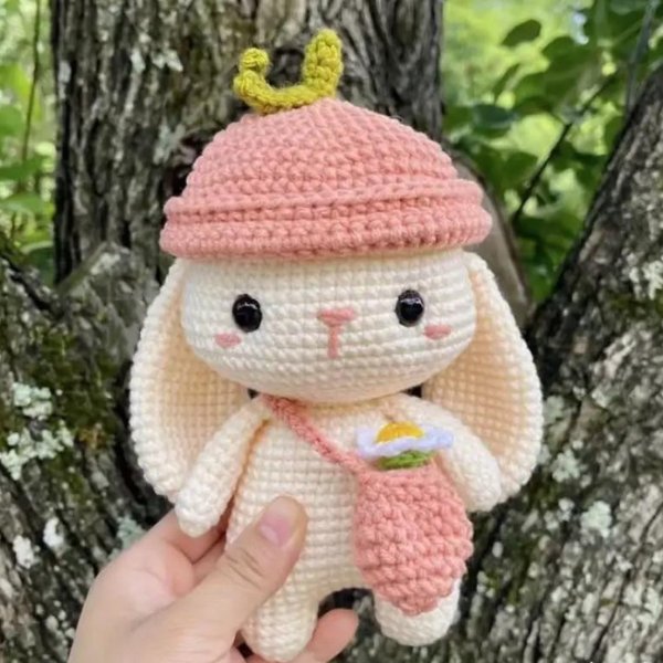 Long-eared Rabbit Wearing Hat Crochet Pattern