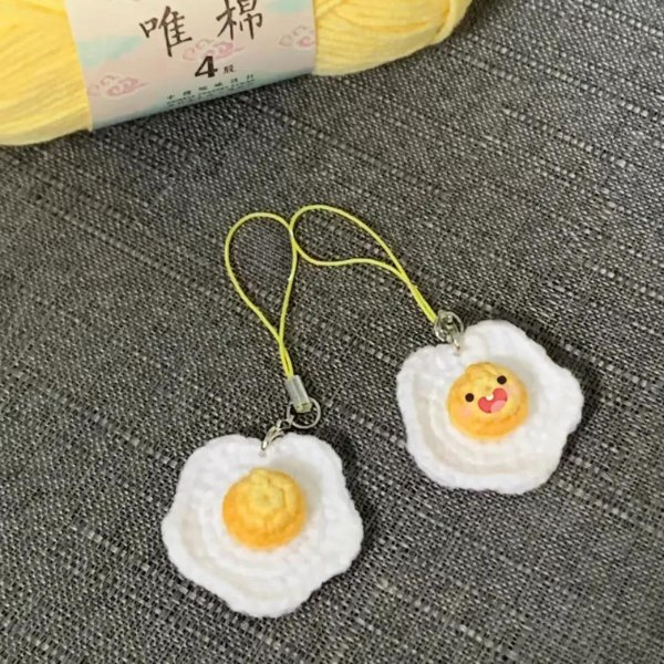 Mini Omelets Keychain Crochet Pattern