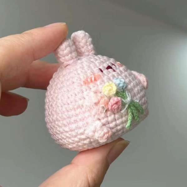 Rabbit Holding Flowers Crochet Pattern