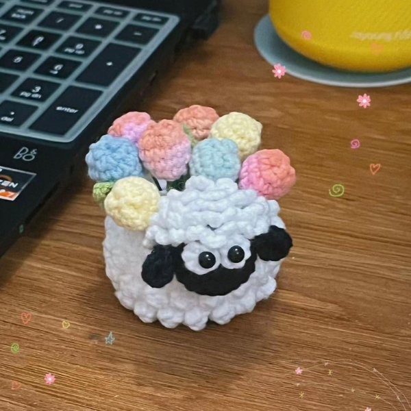 Sheep Flower Pot Crochet Pattern